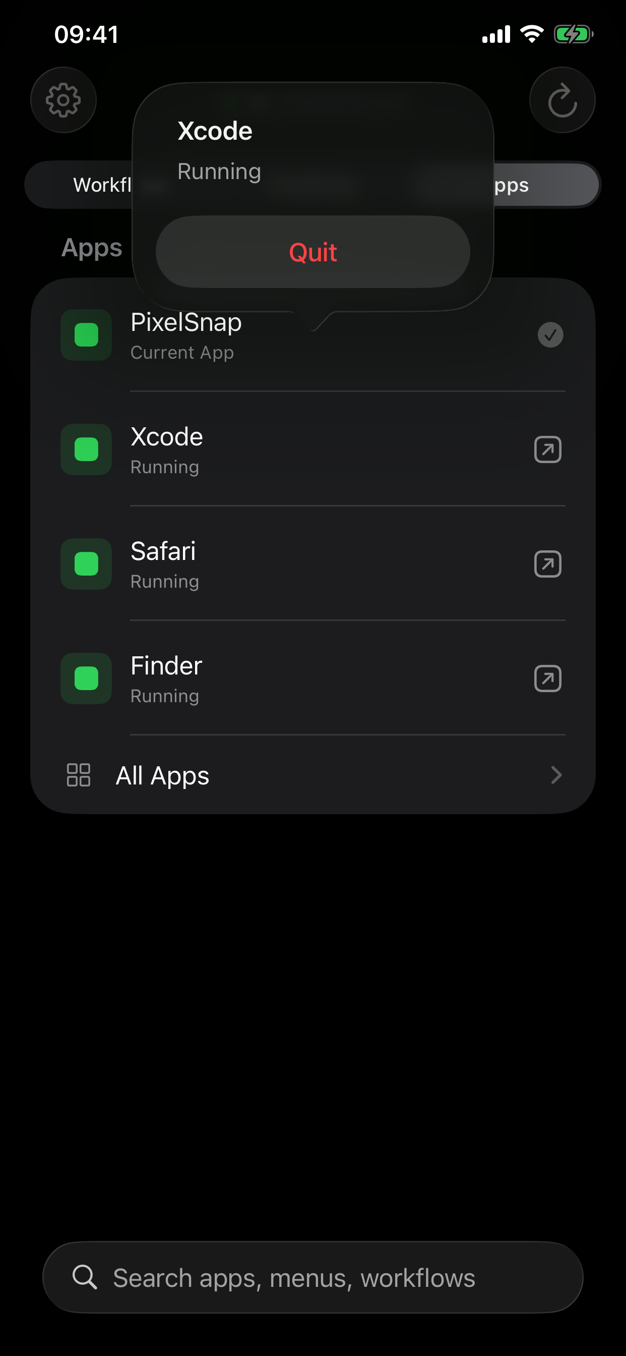 Cuevello Mac apps context menu on iPhone